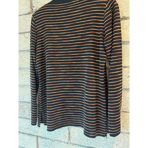 Exclusively Misook Petite Striped Open Cardigan XXS Black Multicolor Acrylic - Picture 8 of 8